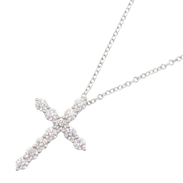TIFFANY＆CO Cross Diamond Necklace Pendant Pt950 Platinum Used women
