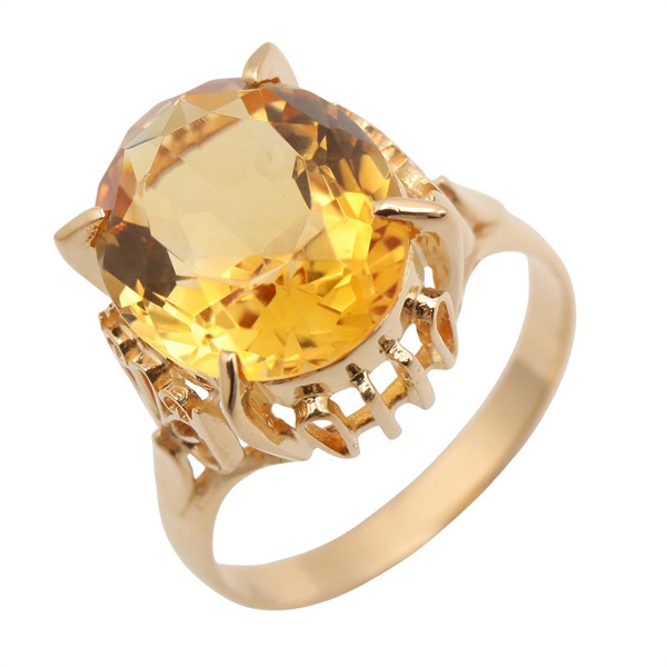JEWELRY Yellow Quartz Ring 18KYG Yellow Gold Used Women US size 5.75