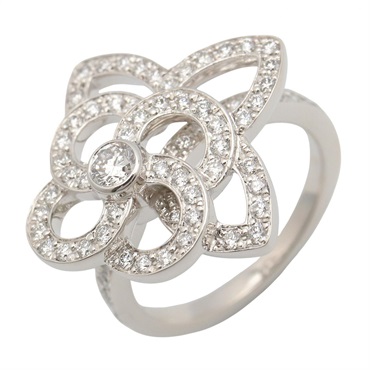 LOUIS VUITTON Fleur Ardente Diamond Ring 18KWG Gold Used women US size 6.75 #54