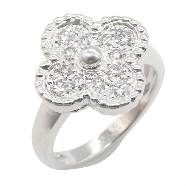 Van Cleef & Arpels Vintage Alhambra Diamond Ring 18KWG Gold Used US size 4.5 #47