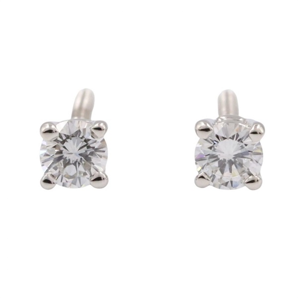 TIFFANY＆CO Solitaire Diamond Pierced earrings Pt950 Platinum Used women