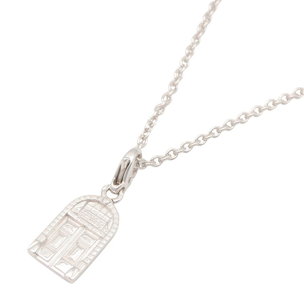 CHANEL Door Motif Necklace Pendant 18KWG White Gold Used Women Coco CC