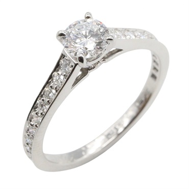 CARTIER Solitaire 1895 Diamond Ring Pt950 Platinum Used women US size 5.75 #52