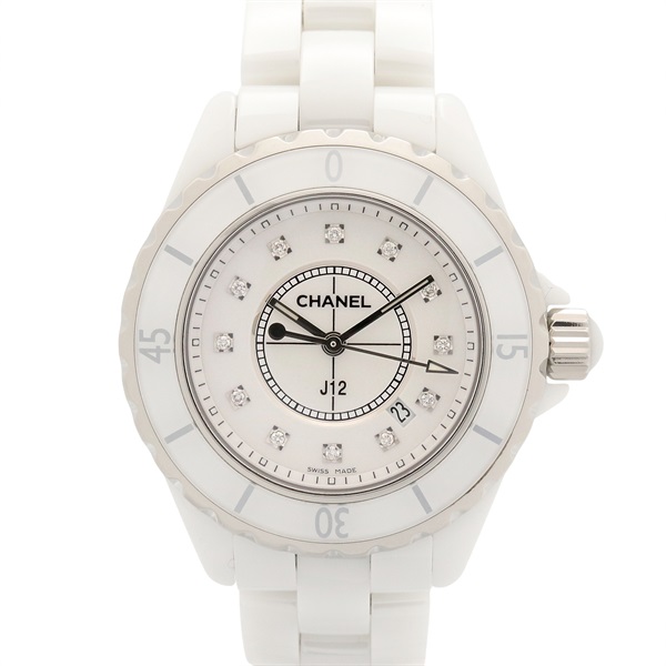 CHANEL J12 12P Diamond Wrist Watch H1628 Quartz ceramic Used Women Coco CC