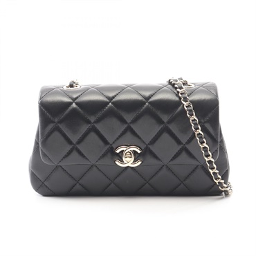 CHANEL Matelasse Mini Chain Shoulder Bag AP4592 Lambskin Black Used Women CC