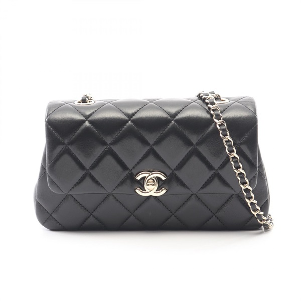 CHANEL Matelasse Mini Chain Shoulder Bag AP4592 Lambskin Black Used Women CC