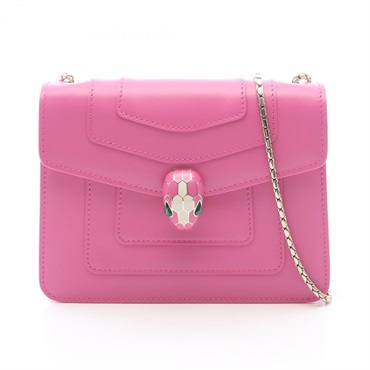 BVLGARI Serpenti Forever Chain crossbody Shoulder Bag leather Pink Used Women