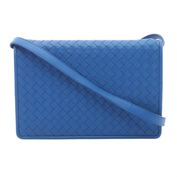 BOTTEGA VENETA Intrecciato Shoulder Crossbody Bag leather Blue Used Women