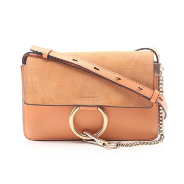 Chloe FAYE Faye Chain Shoulder Bag leather Suede Orange Used Women