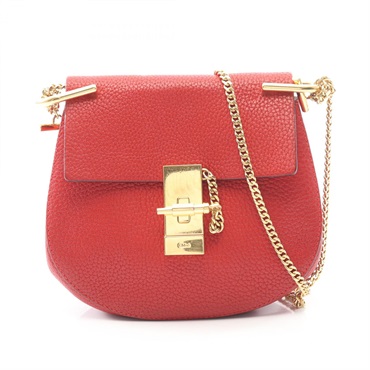 Chloe Drew Crossbody Chain Shoulder Bag leather Red Used Women