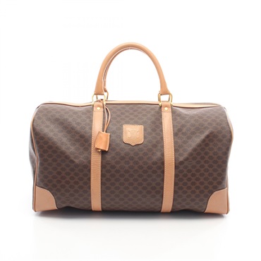 CELINE Macadam Duffel Weekender Handbag PVC coated canvas leather Brown Used