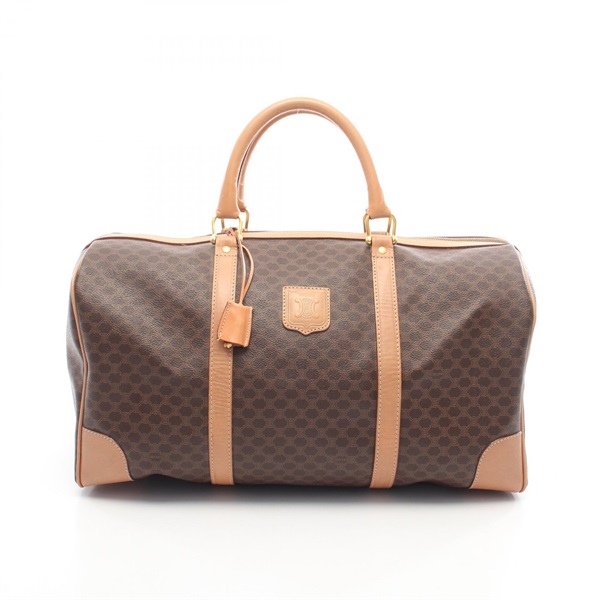 CELINE Macadam Duffel Weekender Handbag PVC coated canvas leather Brown Used
