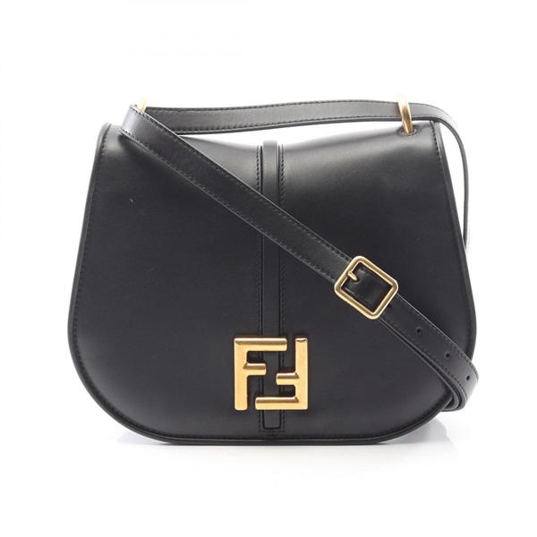 FENDI C'mon Medium Crossbody Shoulder Bag 8BT366 leather Black Used Women GHW