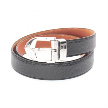 LOUIS VUITTON Ceinture Classic Belt M6843 Taiga leather Black Ardoise Used mens
