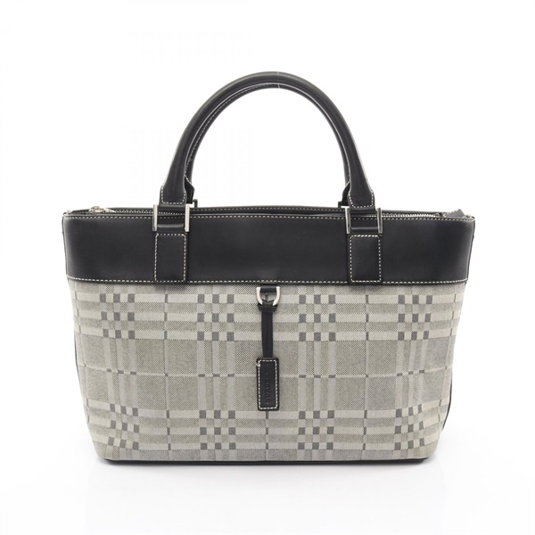 BURBERRY Handbag canvas leather Beige Black Used Women