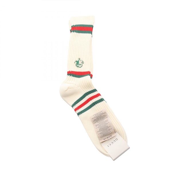GUCCI Web stripe socks chaussettes 727438 cotton Beige Green Red mens