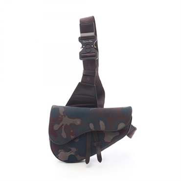 Christian DIOR × PETER DOIG saddle Waist bum bag canvas leather Green used mens