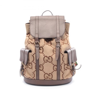 GUCCI Jumbo GG Backpack 678829 canvas leather Beige Brown Used unisex