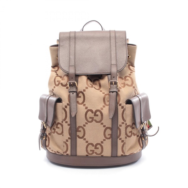 GUCCI Jumbo GG Backpack 678829 canvas leather Beige Brown Used unisex