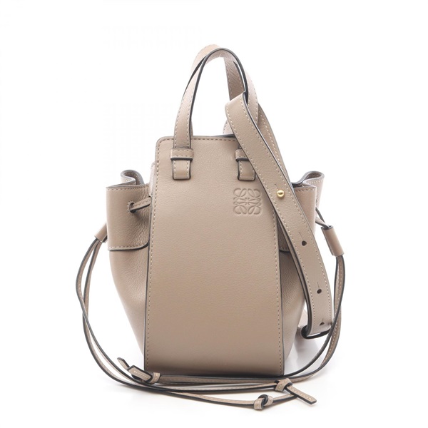 LOEWE Mini hammock drawstring Shoulder Handbag leather Beige Used Women