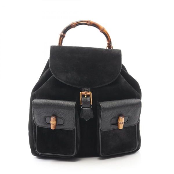 GUCCI Bamboo Rucksack Backpack 003 2058 0016 Suede leather Black Used Women