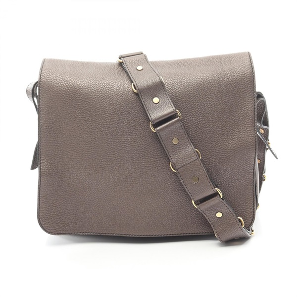 CELINE Messenger Crossbody Shoulder Bag leather Brown Bronze Used Women