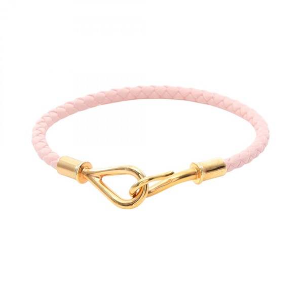 HERMES Jumbo Bracelet Gold Plated leather GHW Pink Used Women