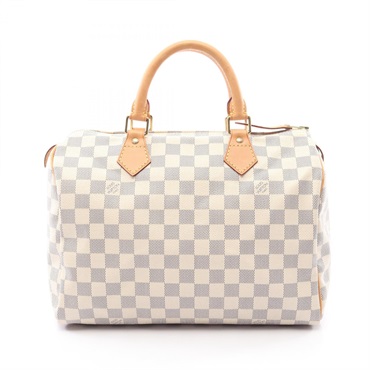 LOUIS VUITTON Speedy 30 Handbag N41533 Damier Azur canvas White Used Women LV