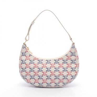 CELINE AVA Triomphe Shoulder Bag 193952EY2.07LR canvas leather White Red Blue