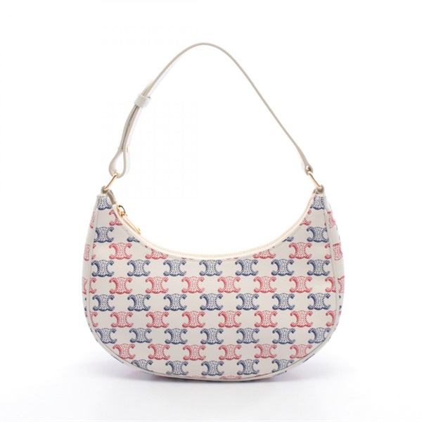 CELINE AVA Triomphe Shoulder Bag 193952EY2.07LR canvas leather White Red Blue