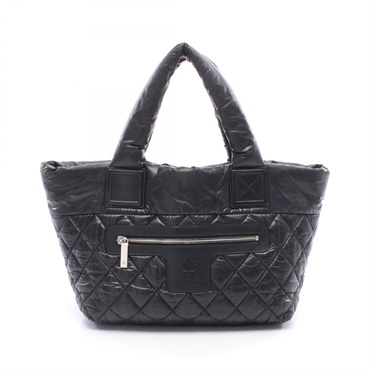CHANEL Coco Cocoon Small Tote hand Bag A48610 Nylon leather Black Bordeaux SHW