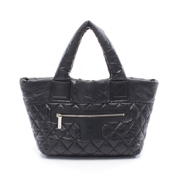 CHANEL Coco Cocoon Small Tote hand Bag A48610 Nylon leather Black Bordeaux SHW