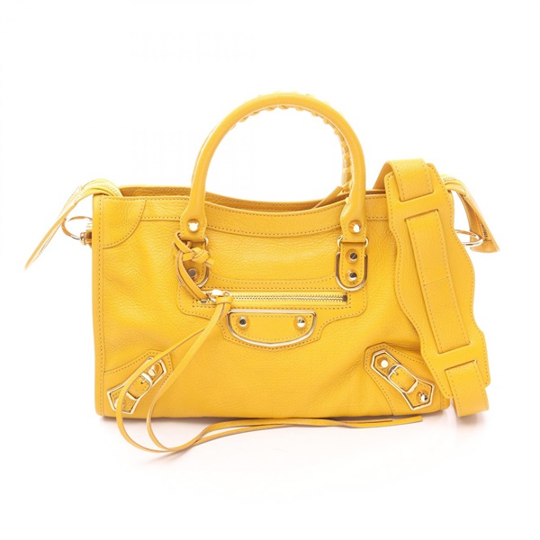 BALENCIAGA Classic Metallic Edge City S Shoulder Handbag 432831 leather Yellow