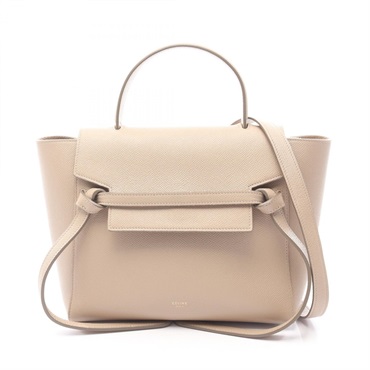 CELINE BELT BAG MICRO 2Way Shoulder Handbag 180153 leather Beige Used Women