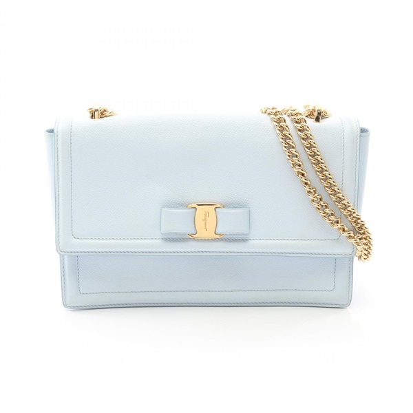 Salvatore Ferragamo Vara ribbon chain Shoulder Bag 21G878 leather Blue Used