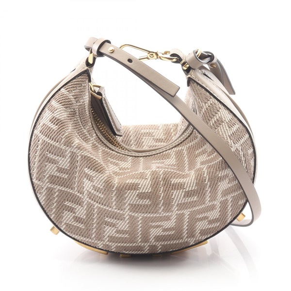 FENDI FENDI GRAPHY Mini FF pattern Shoulder Bag 8BS081AUPX canvas leather beige