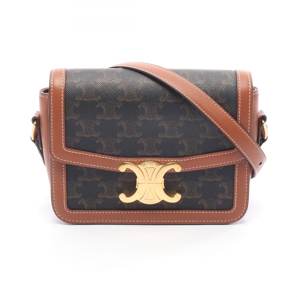 CELINE Teen Triomphe Shoulder Crossbody Bag 188882BZ4.04LU canvas leather Used
