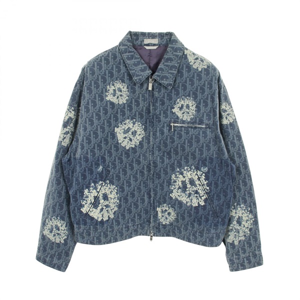 Dior DENIM TEARS Oblique Denim Jacket cotton Blue Used mens size 46