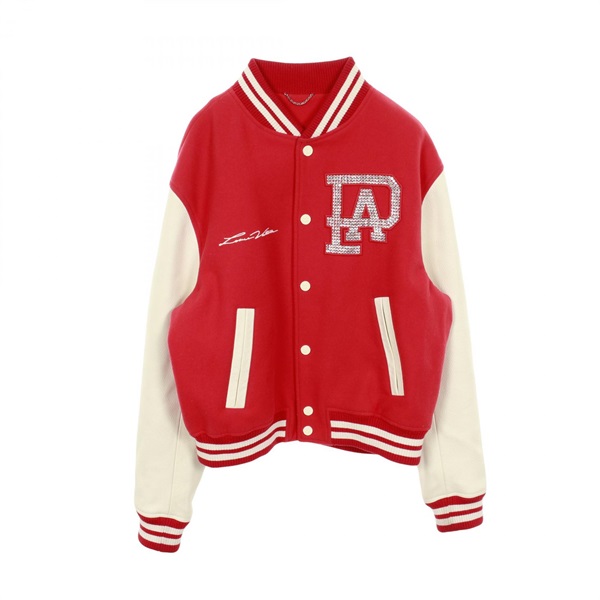 LOUIS VUITTON Embroidered Blouson wool leather Red White Used mens size 58