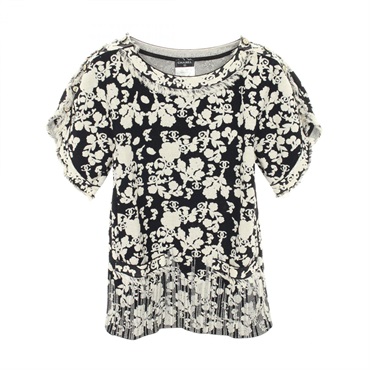 CHANEL COCO Mark button Short sleeve Blouse #34 P47632K06069 cotton Viscose Used