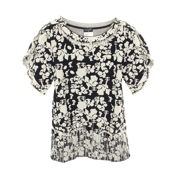 CHANEL COCO Mark button Short sleeve Blouse #34 P47632K06069 cotton Viscose Used