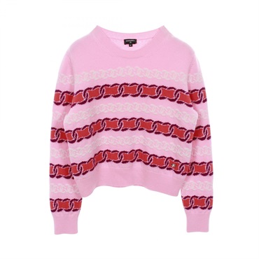 CHANEL COCO Mark Knitwear Sweater #40 P75775K10913 cashmere wool Pink Red Used