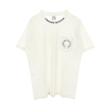 CHROME HEARTS Horseshoe Neck logo print T-shirt cotton White Used mens size L