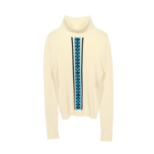 CHANEL Logo knit P62182K47563 wool White Blue #36 Used Women