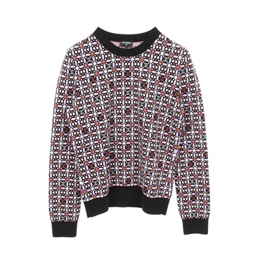 CHANEL COCO Mark Knitwear Sweater #36 P75342K10799 wool cotton Black Purple Used
