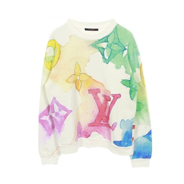 LOUIS VUITTON Watercolor Giant Monogram Sweatshirt cotton White Used mens size M