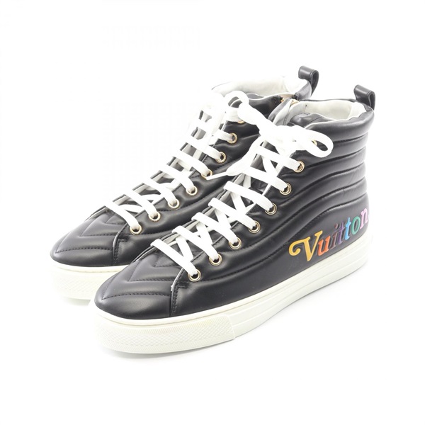 LOUIS VUITTON Stellar line sneakers shoes #36.5 high-cut leather Black Used