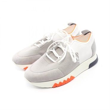 HERMES Exploit Sneakers Shoes leather Suede Fabric Gray Used mens size 39 1/2