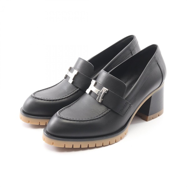 HERMES Fock 60 pumps #36.5 shoes heels 222254Z leather Black Used Women