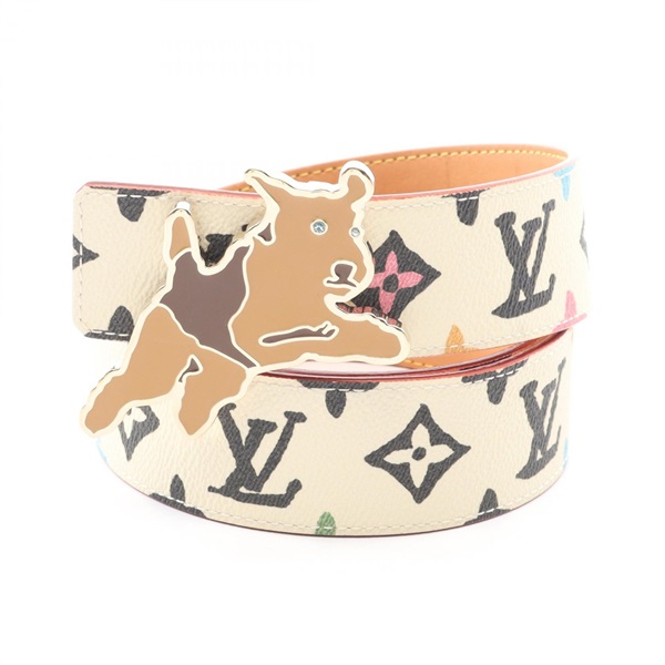 LOUIS VUITTON LV Monogram Craggy Belt M8650 leather PVC White Used Women